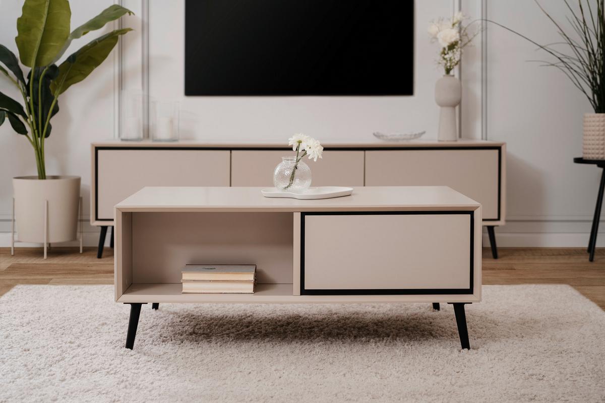 STOLIK KAWOWY ARONA - czarny/kolor piaskowy, Konventionell, materiał drewnopochodny/tworzywo sztuczne (94/40/50cm) - Livetastic