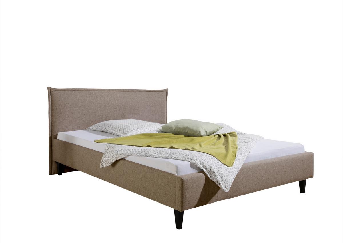 Polsterbett Roswell Hellbraun ca. 100x200 cm - Hellbraun/Schwarz, MODERN, Holz/Textil (100cm) - Livetastic