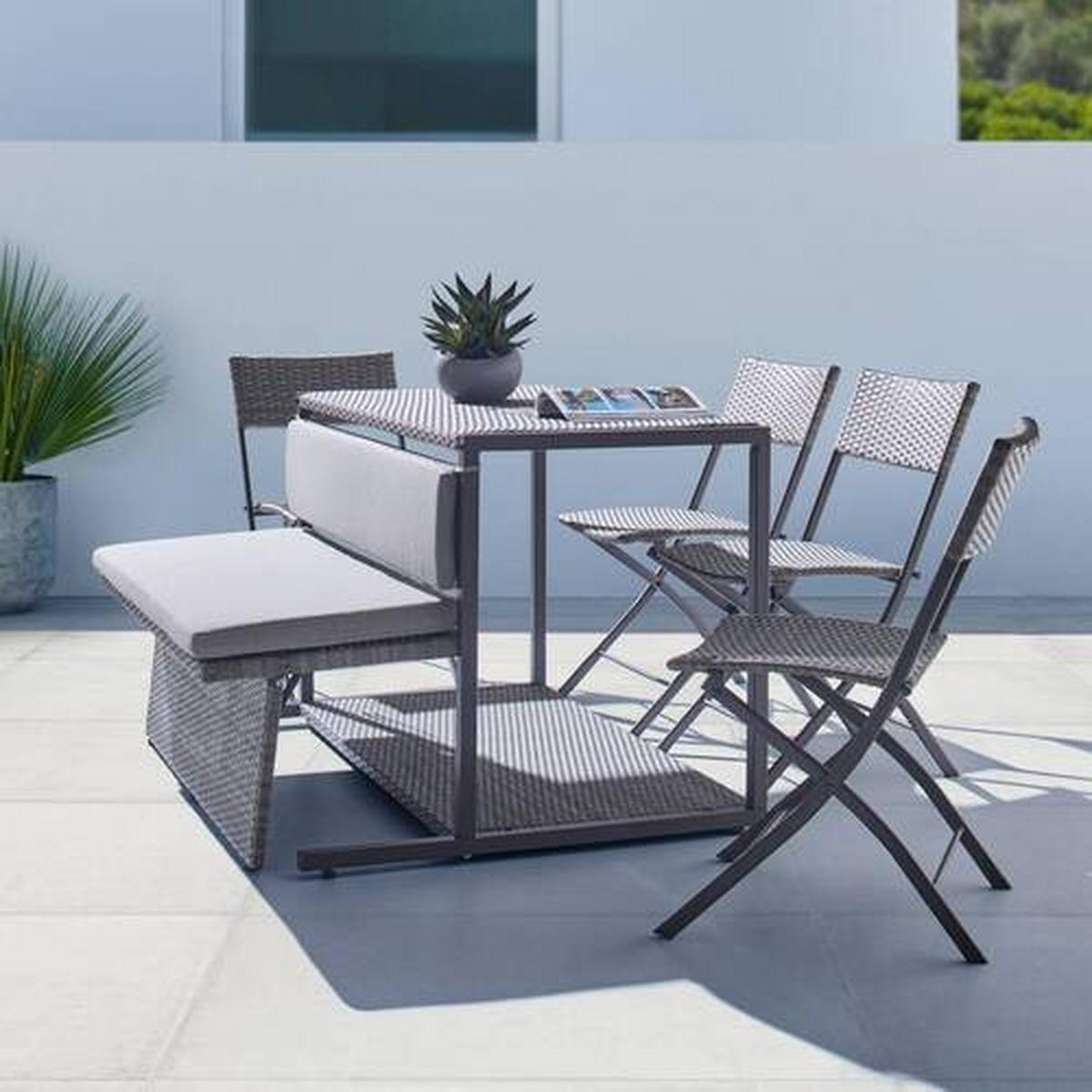 Set balcon Mario - gri-maro, Modern, plastic/metal (120/75/105cm) - Bessagi Garden