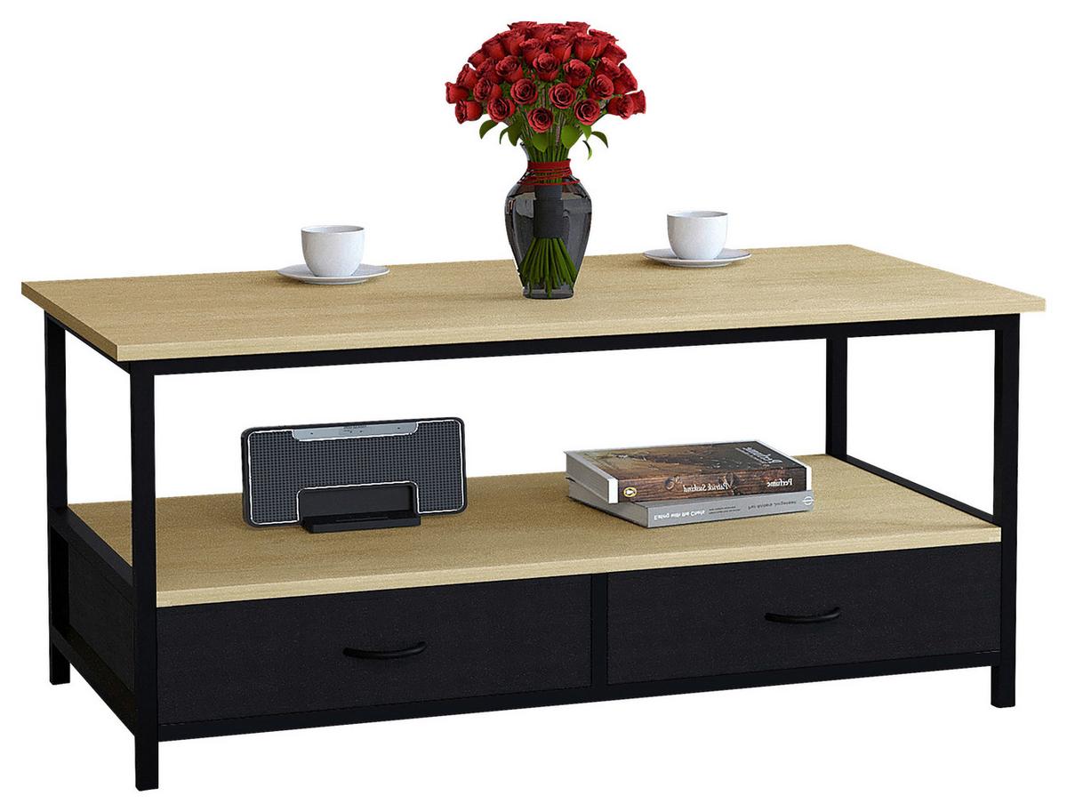Couchtisch Flonila Honigeiche/Schwarz - Honigeiche/Schwarz, Design, Holzwerkstoff/Metall (100/50/45cm) - MID.YOU