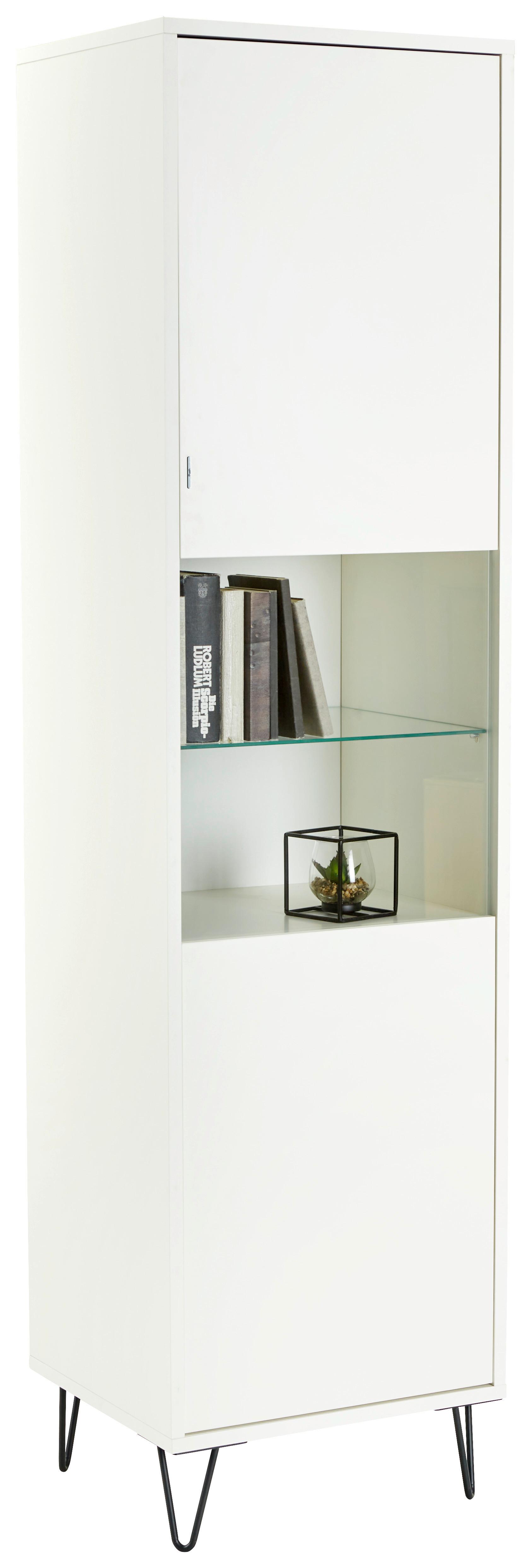 Vitrine in Weiss - Weiss/Schwarz, Modern, Glas/Holzwerkstoff (51/197/45cm) - Mömax