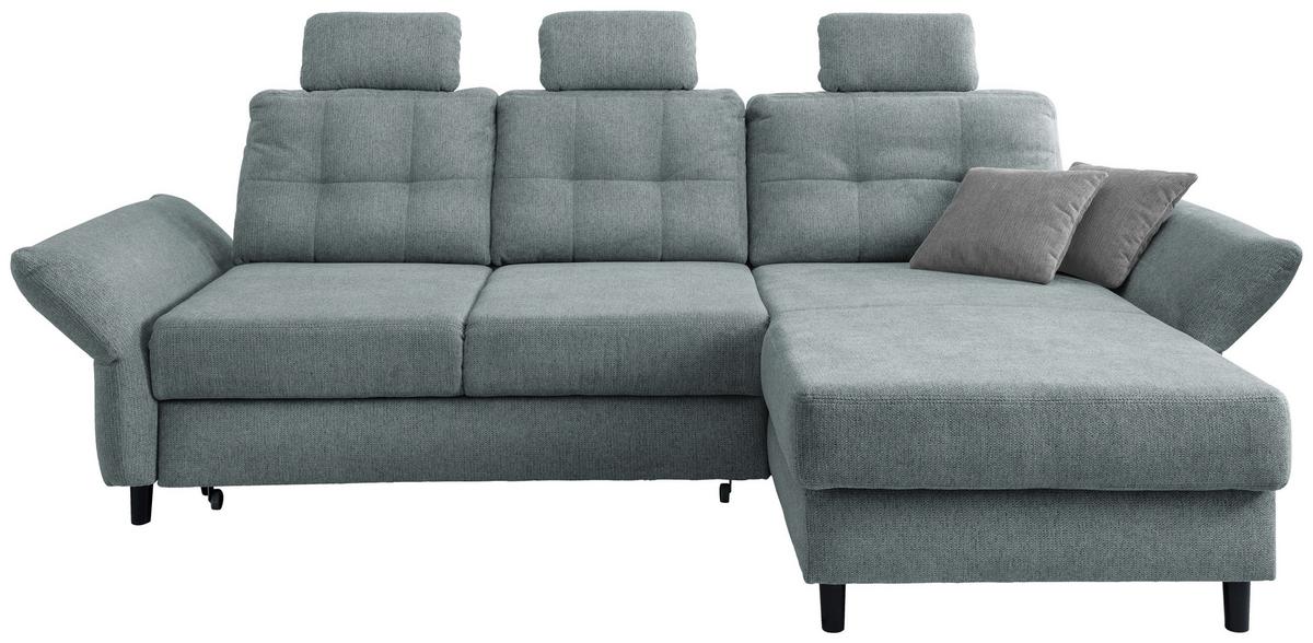 Wohnlandschaft Brizzini Mintgrau Chenille - Mintgrau/Blau, MODERN, Holz/Textil (250-280/176cm) - Livetastic