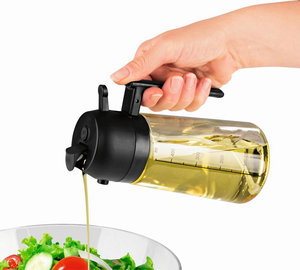 Ölsprüher Gourmetmaxx Schwarz ca. 470ml - Transparent, KONVENTIONELL, Glas/Kunststoff