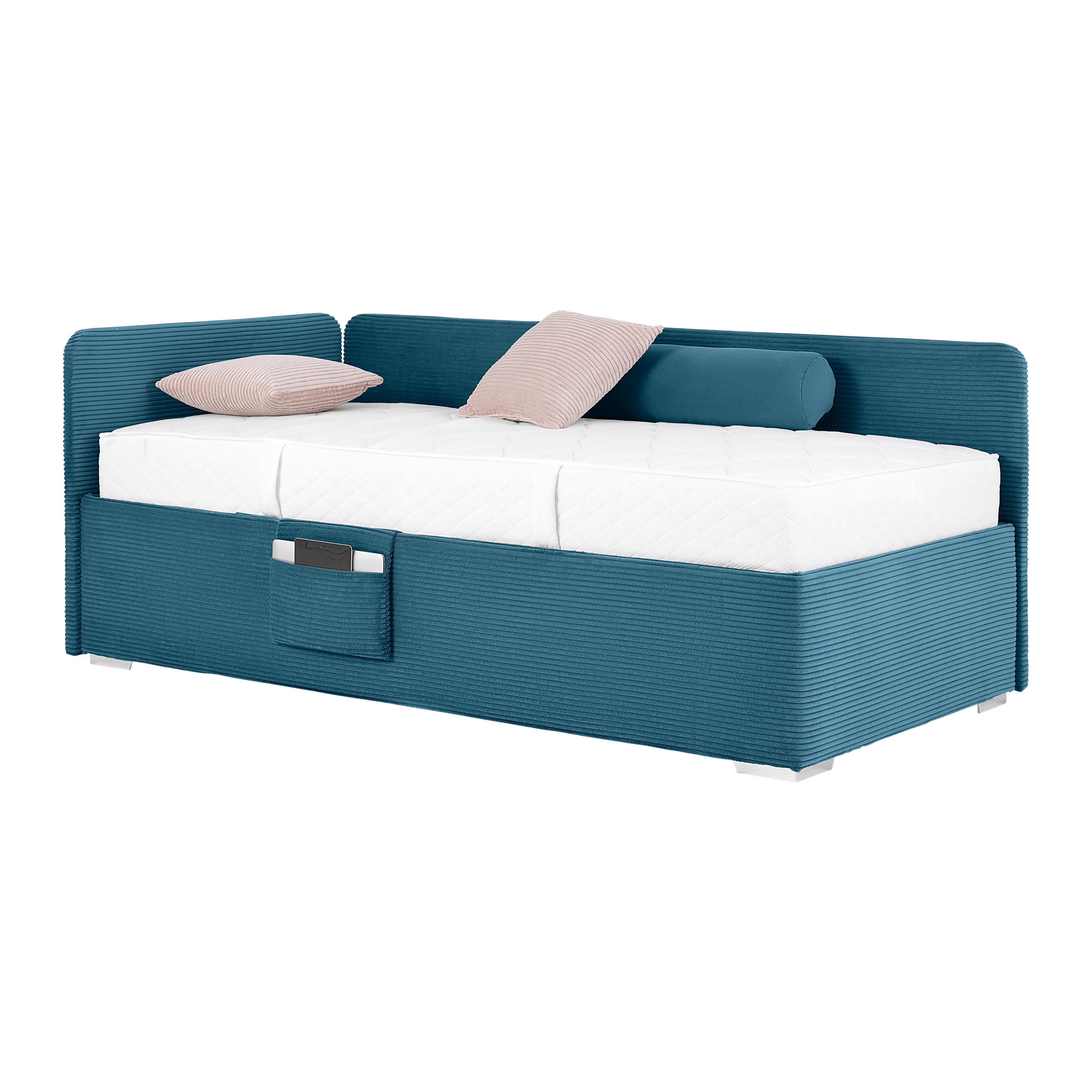Bett Remi Pastelblau ca. 90x200cm - Chromfarben/Pastellblau, KONVENTIONELL, Holz/Kunststoff (90/200cm) - Mömax