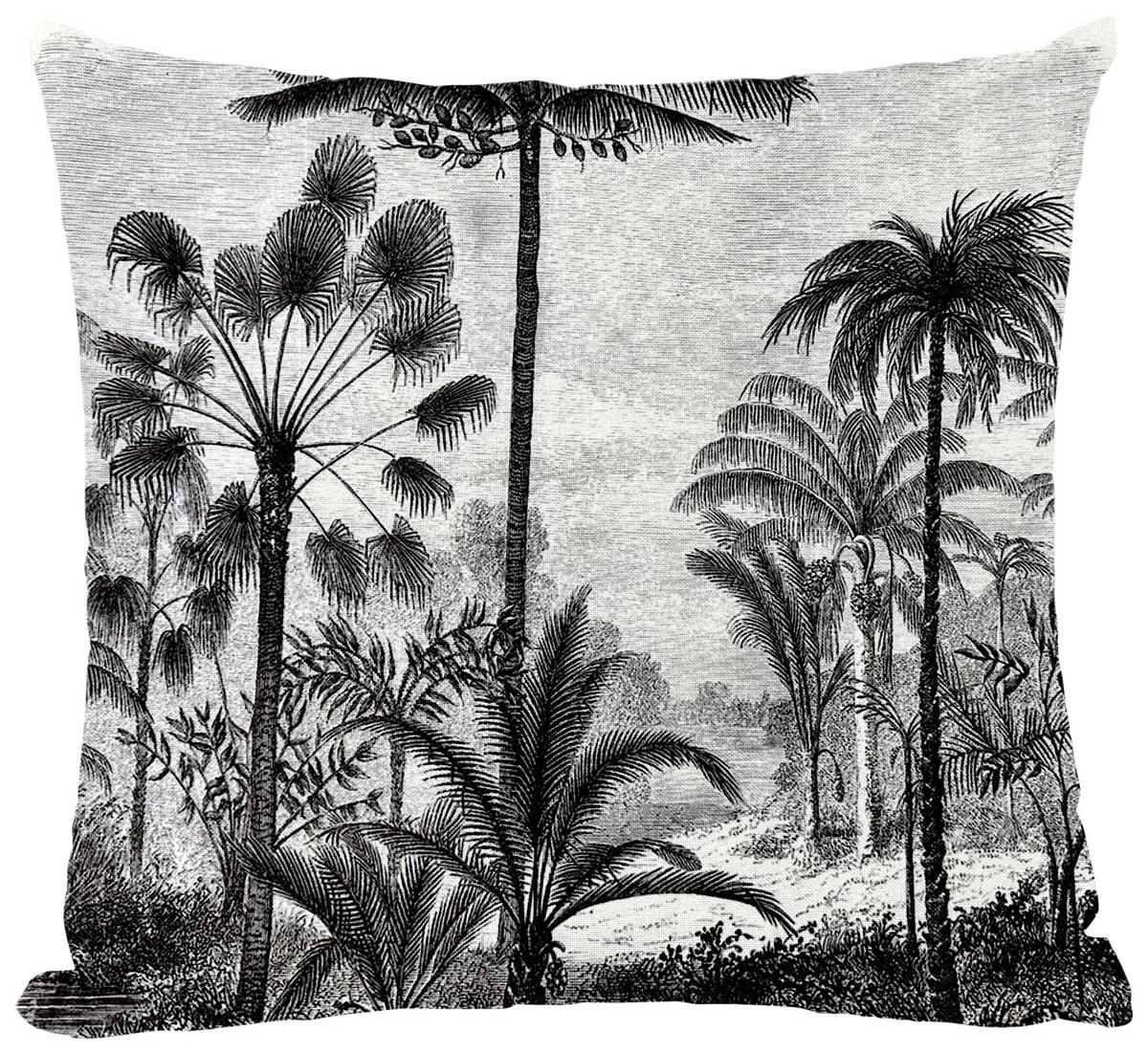 Kissenhülle Floral Schwarz/Weiß ca. 45x45cm - Multicolor, Textil (45/45cm)