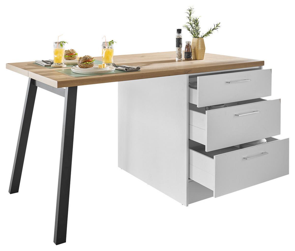 Konyhasziget Turin 150 White - krómszínű/Artisan tölgy, Trend, faalapú anyag/fém (150/91/90cm) - MID.YOU