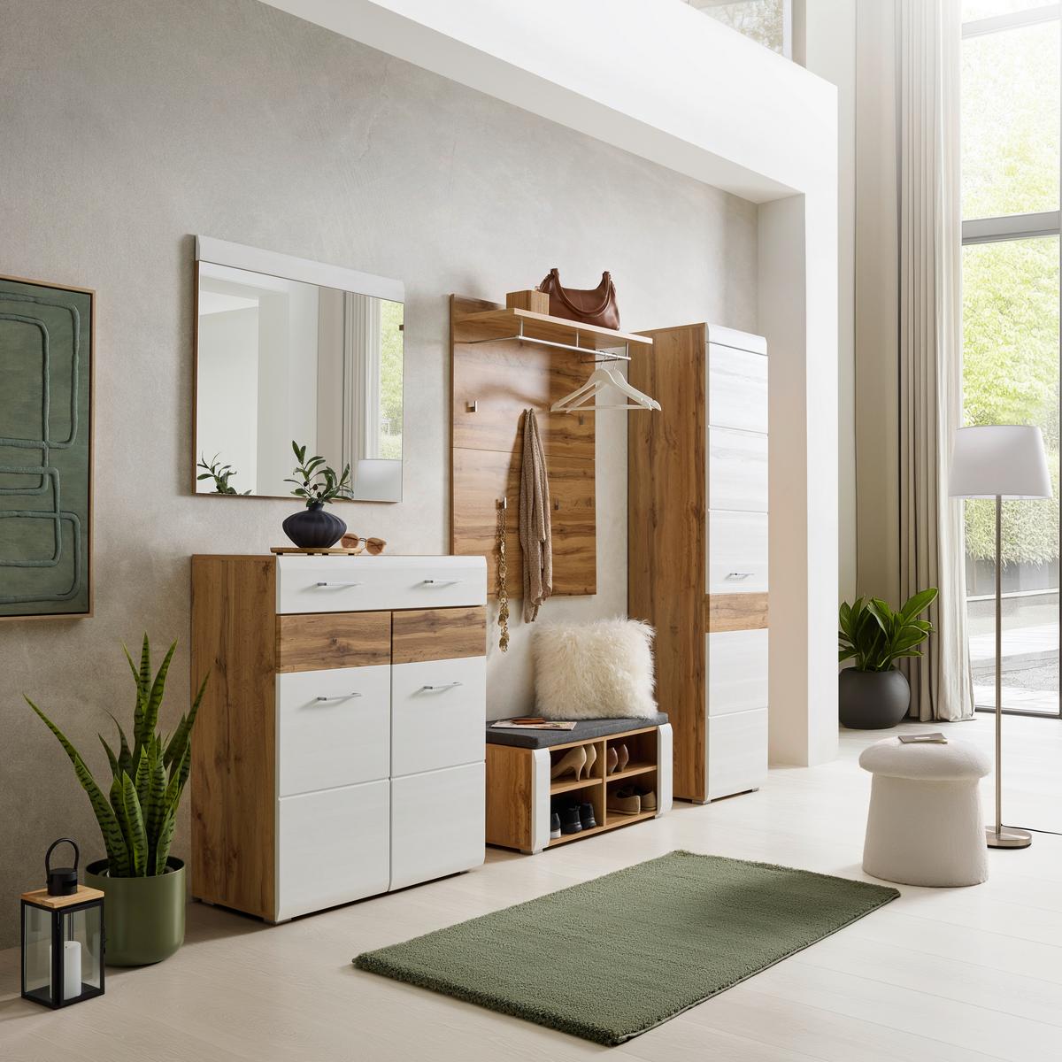 Schuhschrank in Weiß/Eichefarben - KONVENTIONELL, Holzwerkstoff (84/104/40cm) - Mömax