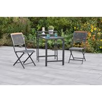 Balkonset Patmos Holz 3-tlg. - Graphitfarben/Akaziefarben, KONVENTIONELL, Holz/Metall - Gardenson