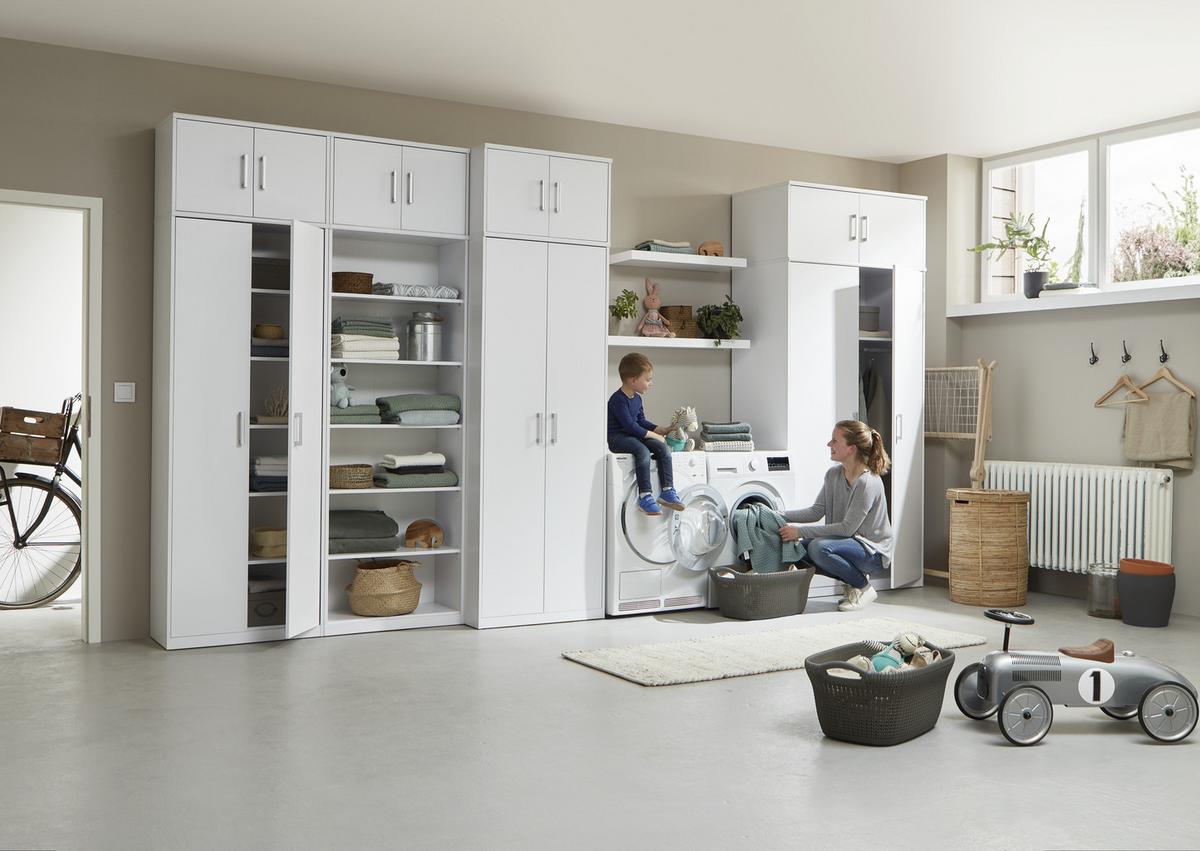 SZAFA UCHYLNA EASY - kolor srebrny/biały, Basics, materiał drewnopochodny/tworzywo sztuczne (106/194/54cm) - Xora