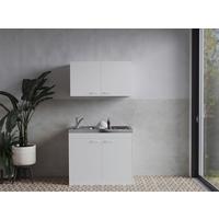 Miniküche Levin m. Gerät Weiß - Weiß, Basics, Holzwerkstoff/Kunststoff (100cm) - Respekta