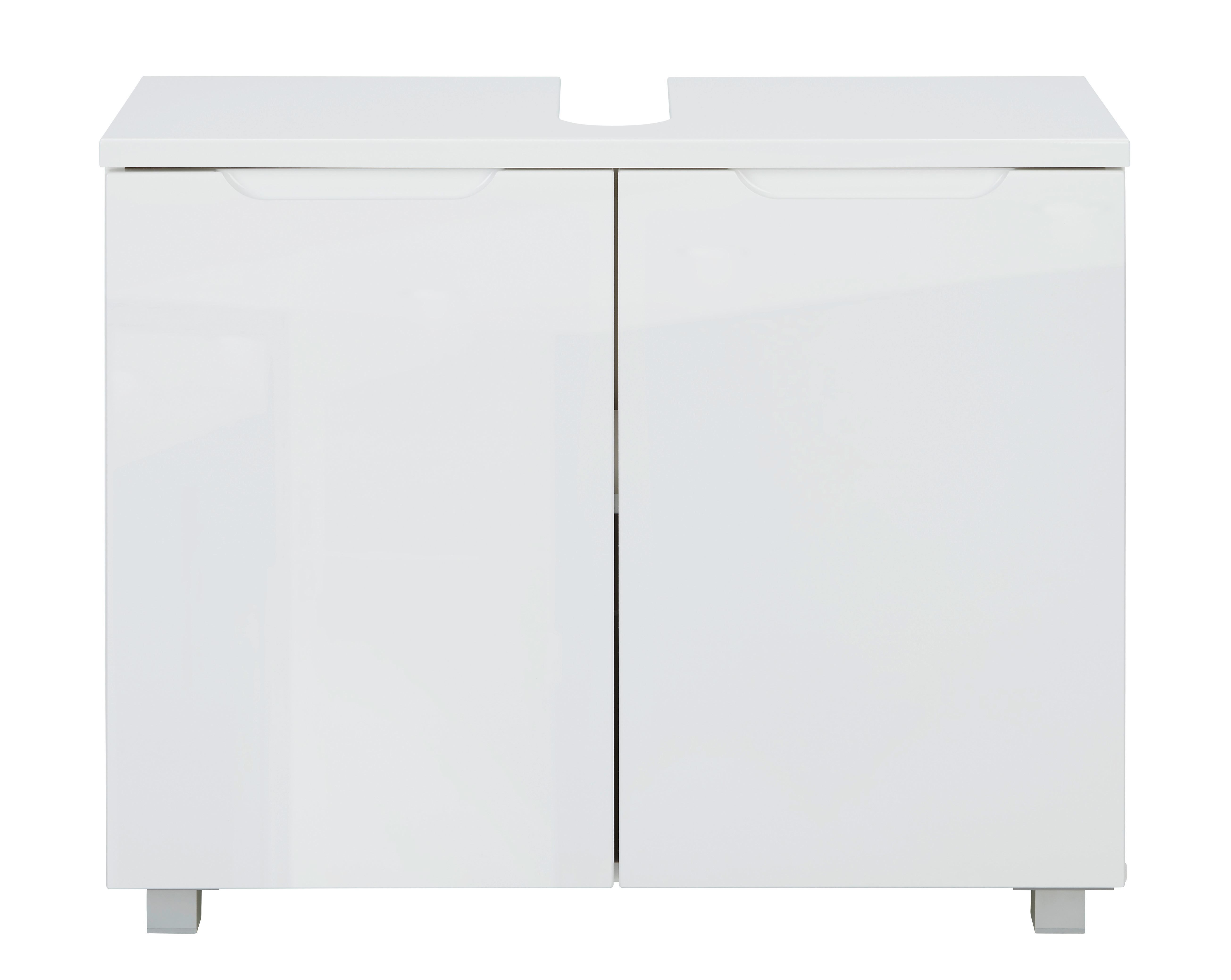 Waschbeckenunterschrank in Weiß - Silberfarben/Weiß, MODERN, Holzwerkstoff/Kunststoff (80/66/32cm) - Based