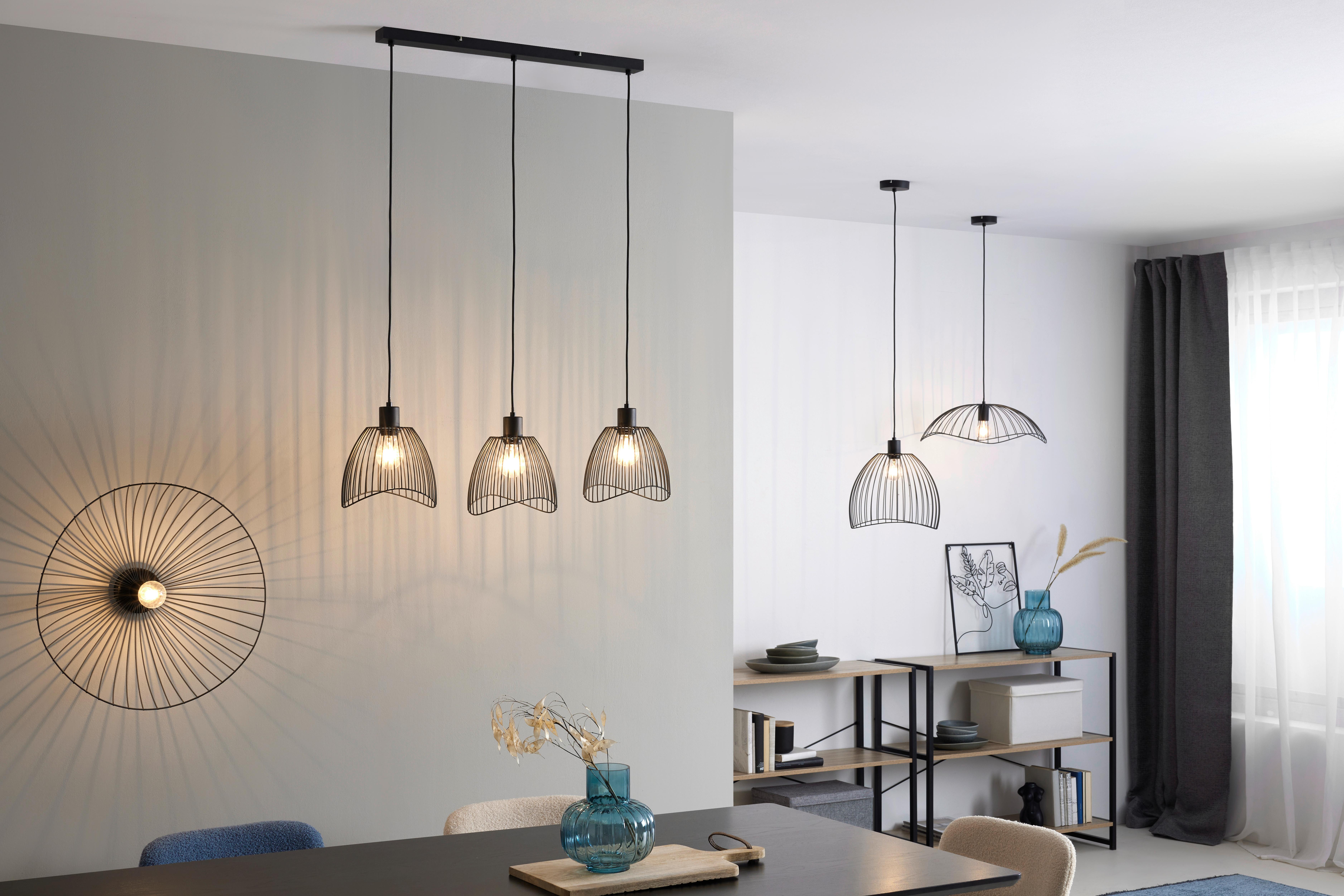 Hängeleuchte Eliot max. 40 Watt - Schwarz, MODERN, Kunststoff/Metall (80/20/120cm) - Mömax