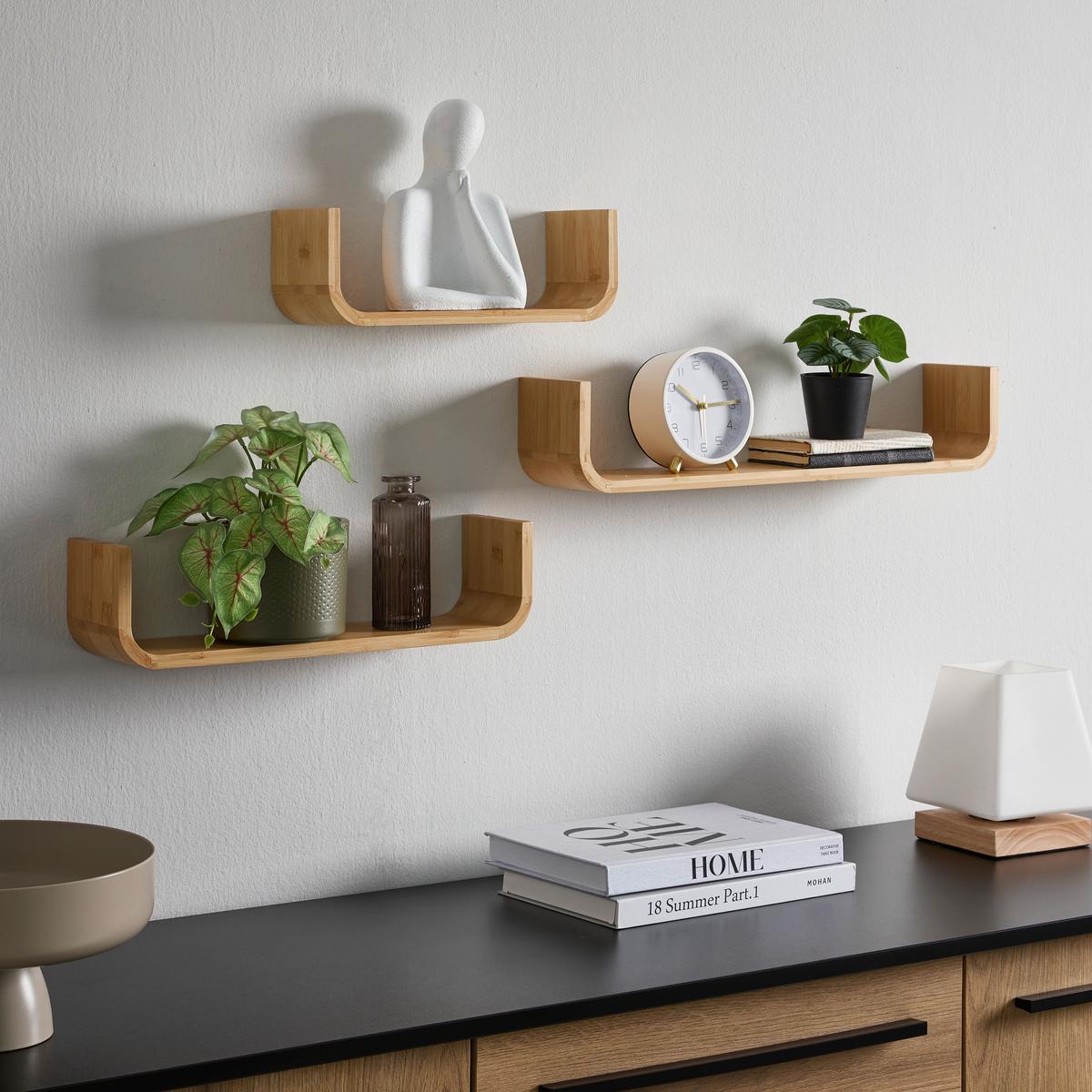 Bonnie Set Zidnih Polica 3/1 - prirodne boje, Natur, prirodni materijali (30/40/50/10/10/10/10/10/10cm) - Based