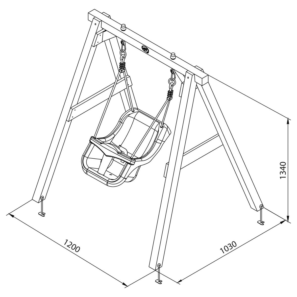 Schaukel Grau/Weiß - Weiß/Grau, KONVENTIONELL, Holz/Kunststoff (120/134/103cm) - Ambia Garden