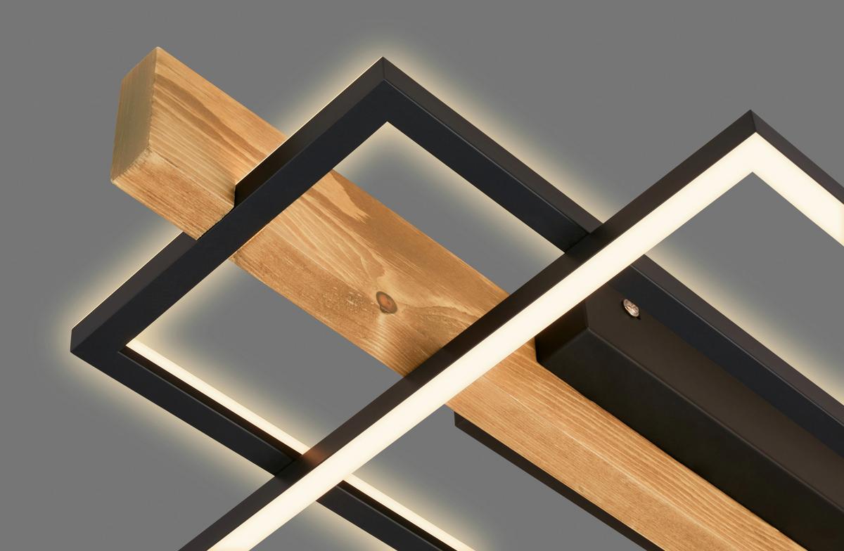 LAMPA SUFITOWA LED 3839014 CADRE 32 W - kolor dębowy/czarny, Natur, metal/drewno (55/30/8cm) - Briloner
