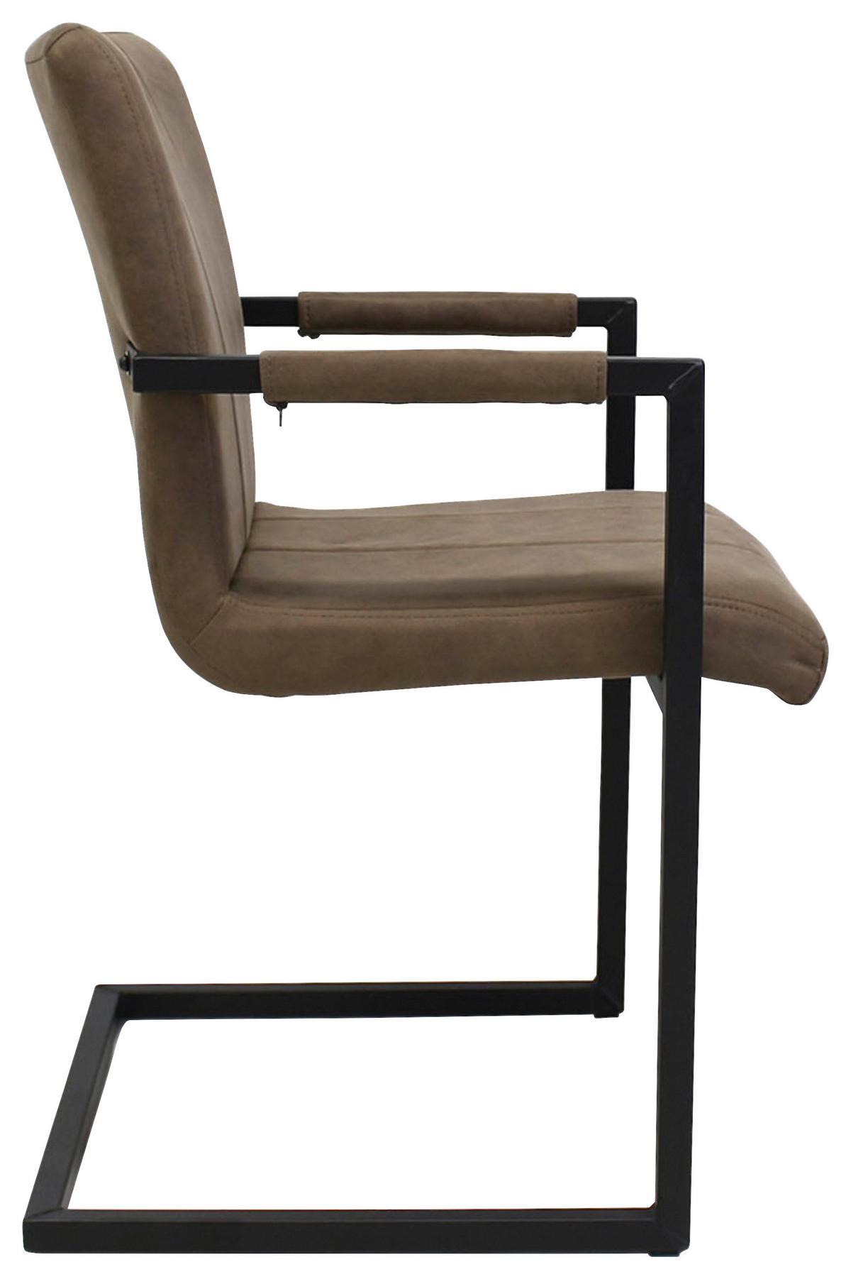 Armlehnstuhl-Set Brandon 2er- Set ca. 54x85 cm Taupe - Taupe/Schwarz, KONVENTIONELL, Textil/Metall (54/85/61cm) - MID.YOU