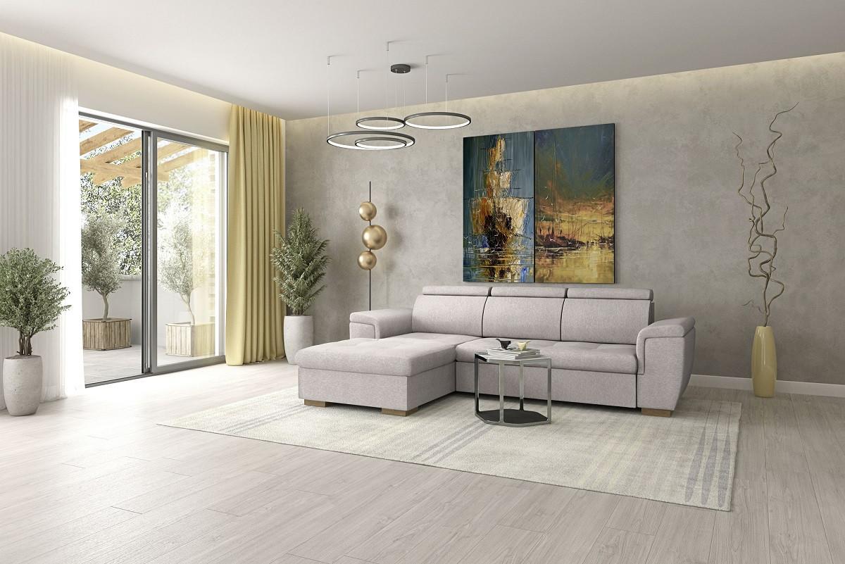 Ülőgarnitúra Paris - fekete/világosbarna, Modern, faalapú anyag/textil (180/100/275cm) - Modern Living