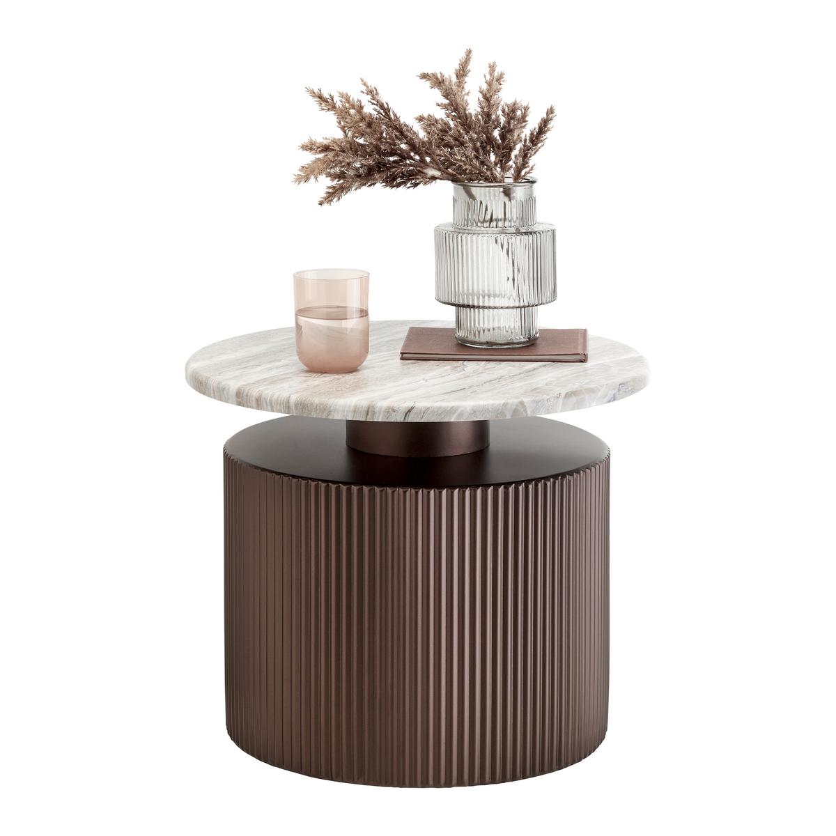 Couchtisch Solco Naturfarben/Bronzefarben - Naturfarben/Bronzefarben, LIFESTYLE, Holzwerkstoff/Metall (46/41cm) - Premium Living