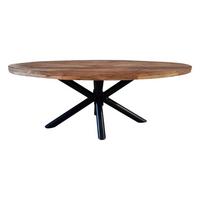 STÓŁ DO JADALNI INDUSTRIAL ROUND - kolor naturalny/czarny, Natur, metal/drewno (160/90/77cm) - MID.YOU