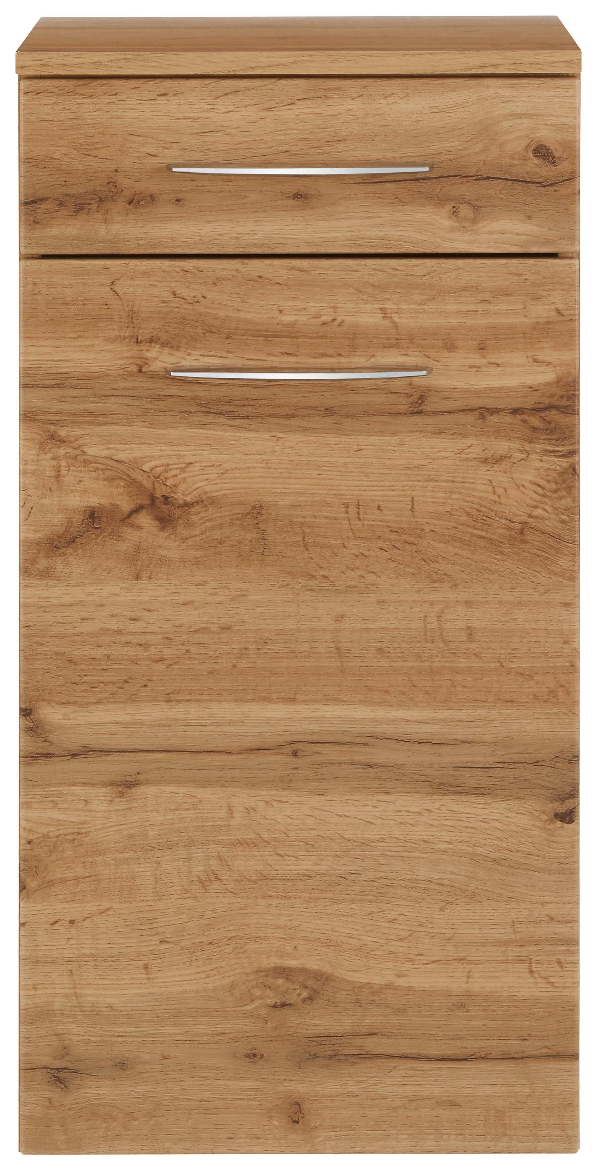 Unterschrank Florida Eichefarben - Chromfarben/Eichefarben, MODERN, Holzwerkstoff/Metall (40/79/35cm) - Premium Living