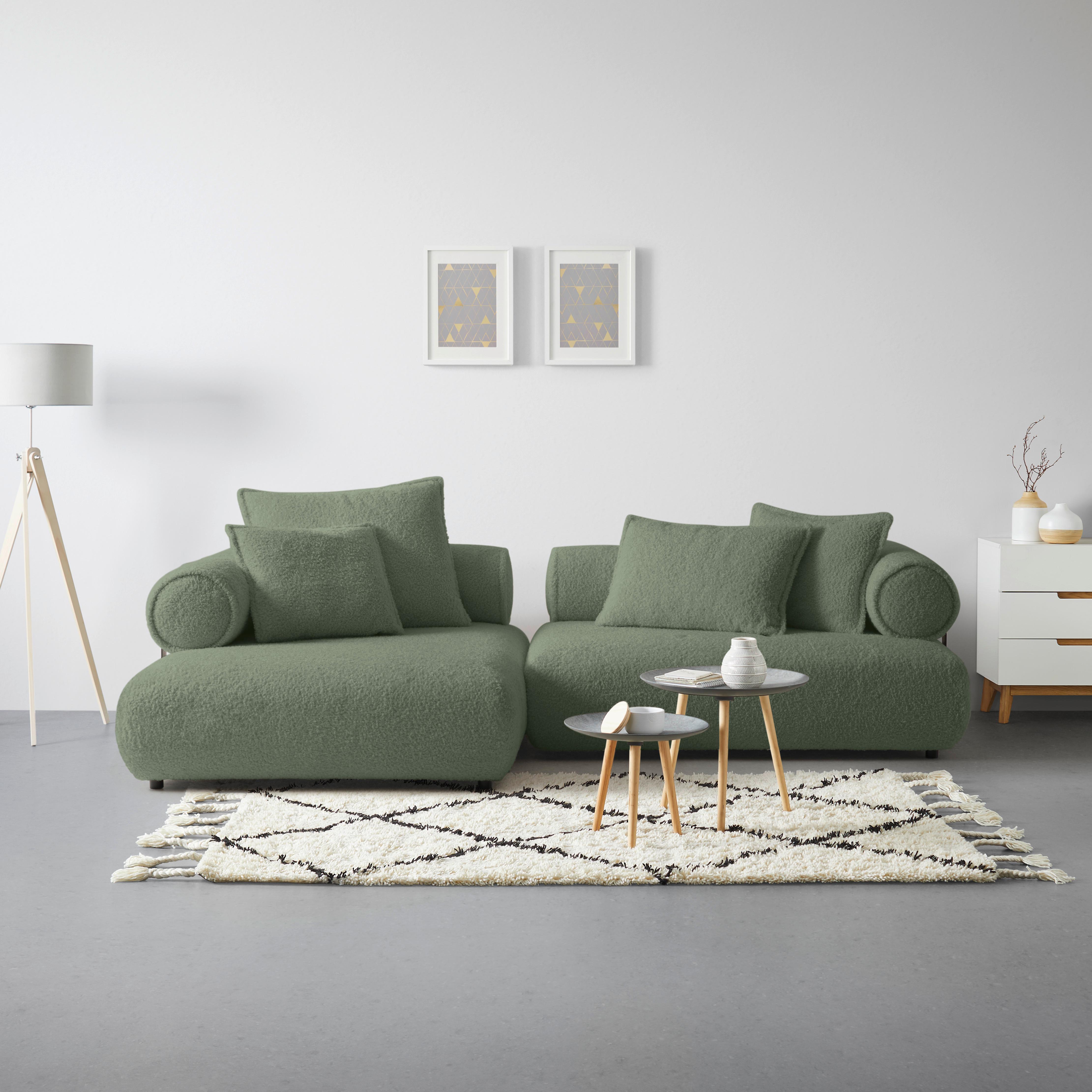 Wohnlandschaft Casimir Mintgrün - Schwarz/Mintgrün, LIFESTYLE, Kunststoff/Textil (180/310cm) - Premium Living