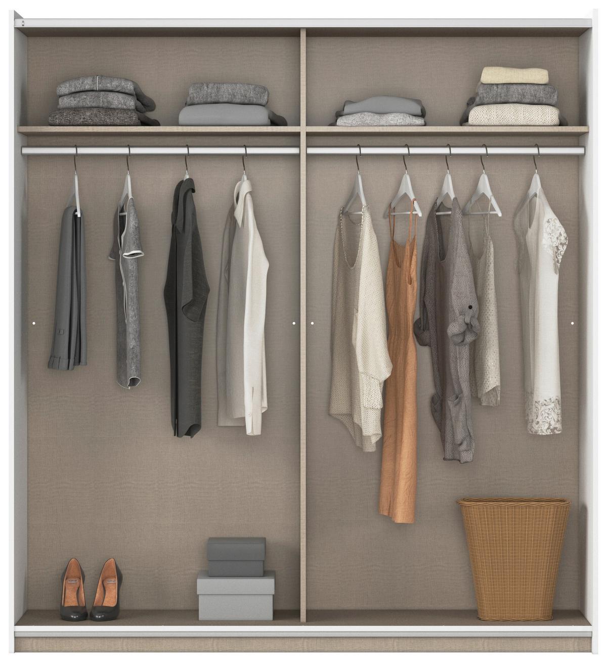 Omara Z Drsnimi Vrati Mars -Top- - bela/barve aluminija, Konvencionalno, kovina/leseni material (175/191/59cm) - Top ponudba