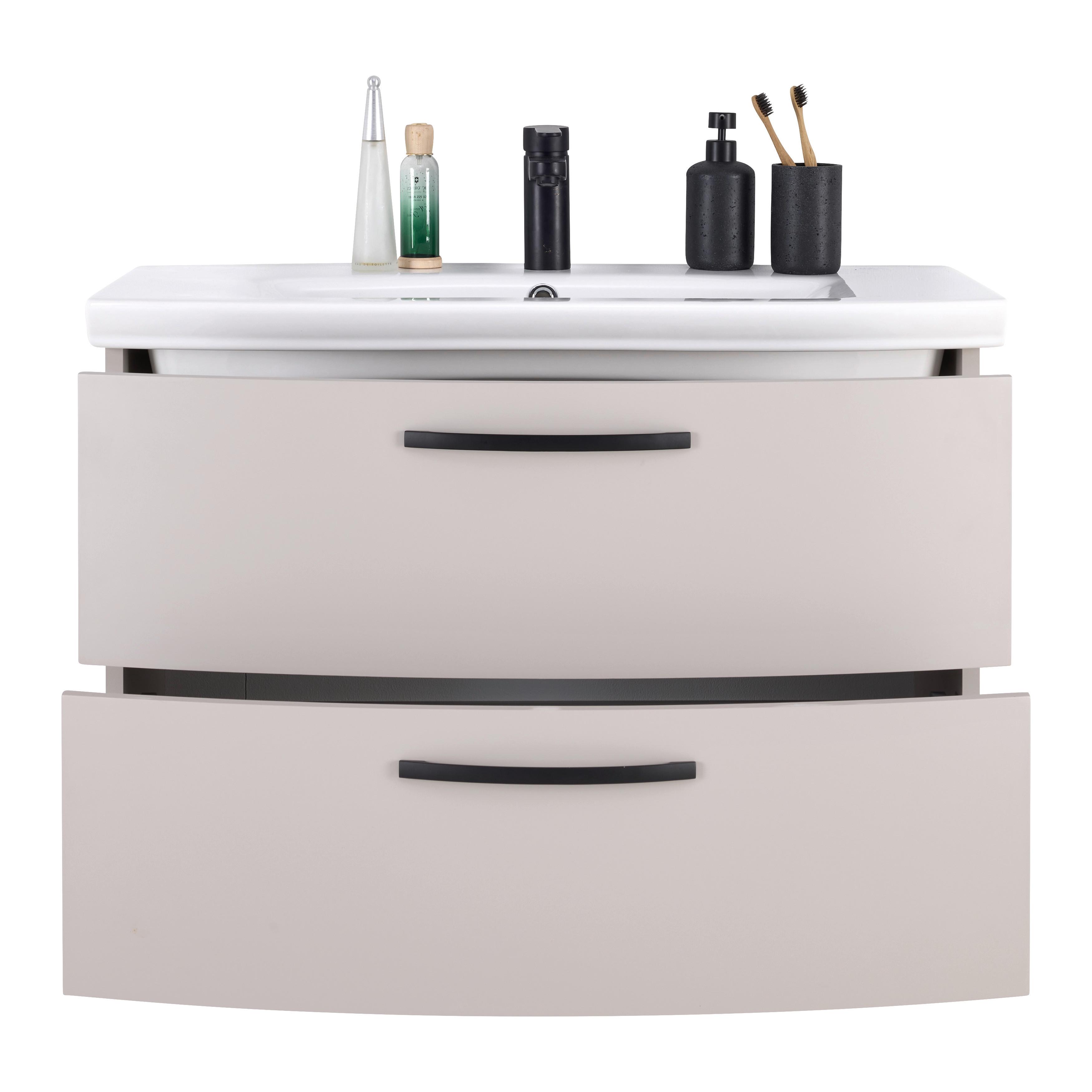 TVÄTTSTÄLL MED KOMMOD FLORENZ -EXKLUSIV- - vit/svart, Modern, metall/trämaterial (90/60/45cm) - Mömax