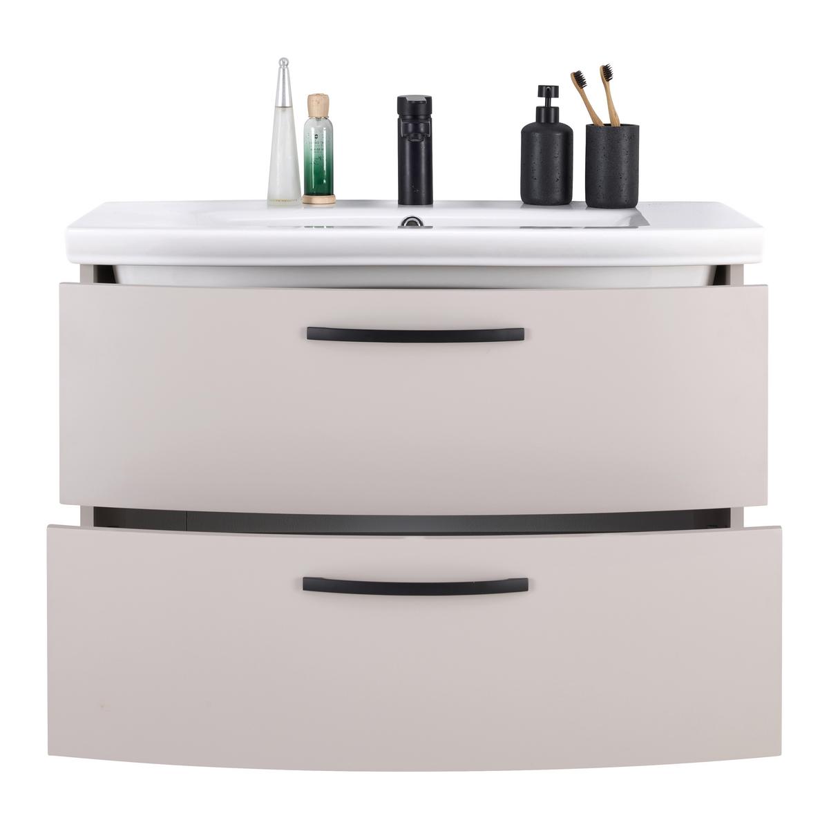 Waschtischkombi Florenz Kaschmirfarben - Schwarz/Weiß, MODERN, Keramik/Holzwerkstoff (90/60/45cm) - Mömax