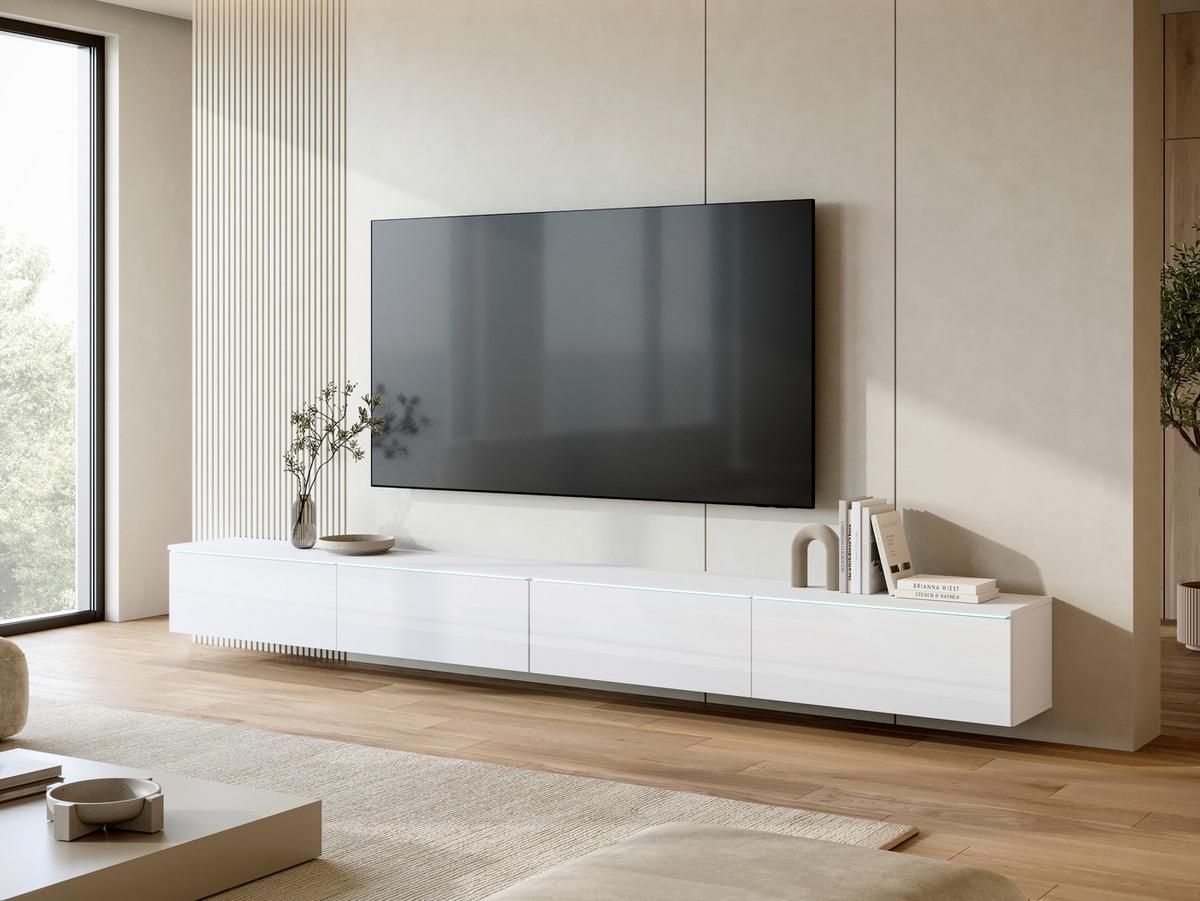 Nizka Omarica D 300, Bela Visok Sijaj, Osvetlitev - siva/bela, Basics, umetna masa/leseni material (300/32/33cm) - P & B