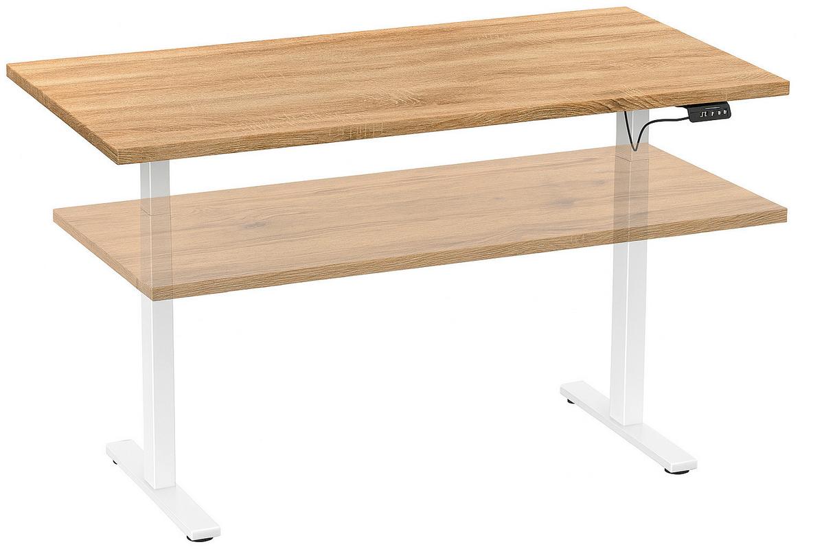 Dvižna Miza E-lona, Barva Hrasta, Bela, 110x80cm - srebrne barve/bela, Design, kovina/leseni material (110/80/71cm) - MID.YOU