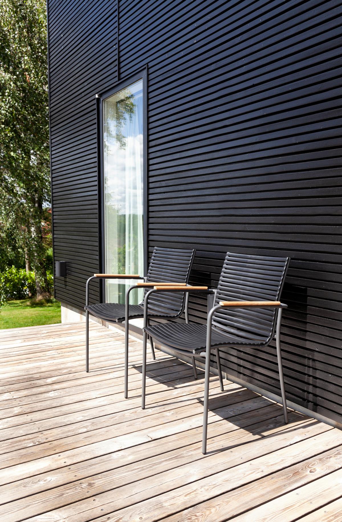 Stapelstuhl Mood Classic Anthrazit/Teakholz - Anthrazit/Schwarz, KONVENTIONELL, Holz/Kunststoff (60/84/56cm) - Gardenson