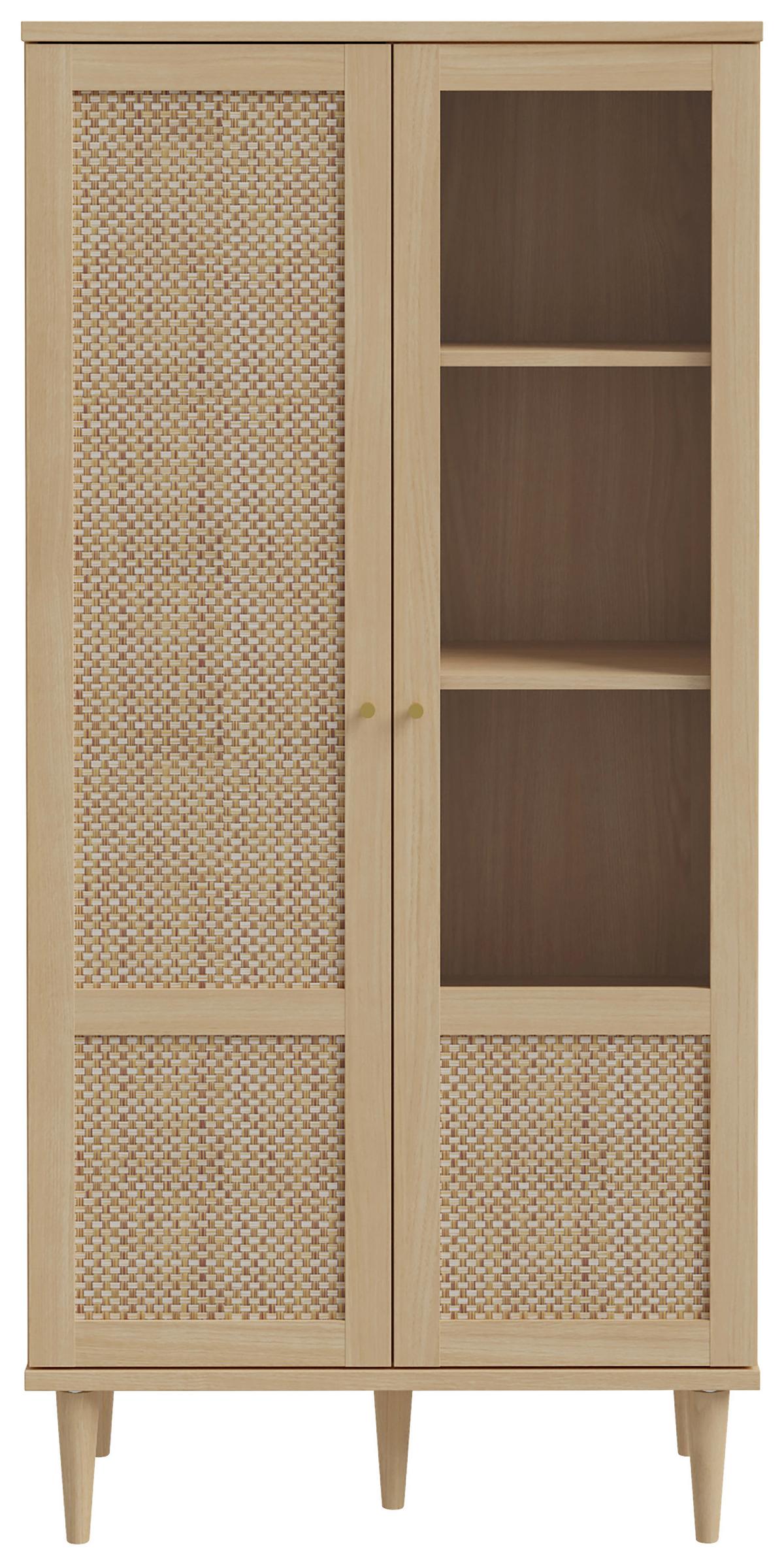 Vitrine Calasetta Eichefarben/Beige - Eichefarben/Beige, Natur, Glas/Holzwerkstoff (80,1/166,6/41,4cm) - Premium Living