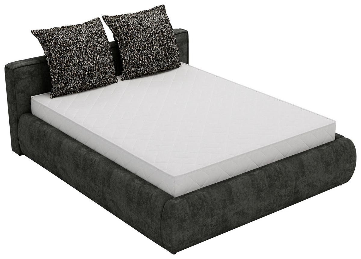 Polsterbett Olive Schwarz ca. 160x200 - Sandfarben/Schwarz, KONVENTIONELL, Holzwerkstoff/Kunststoff (160/200cm) - Mömax