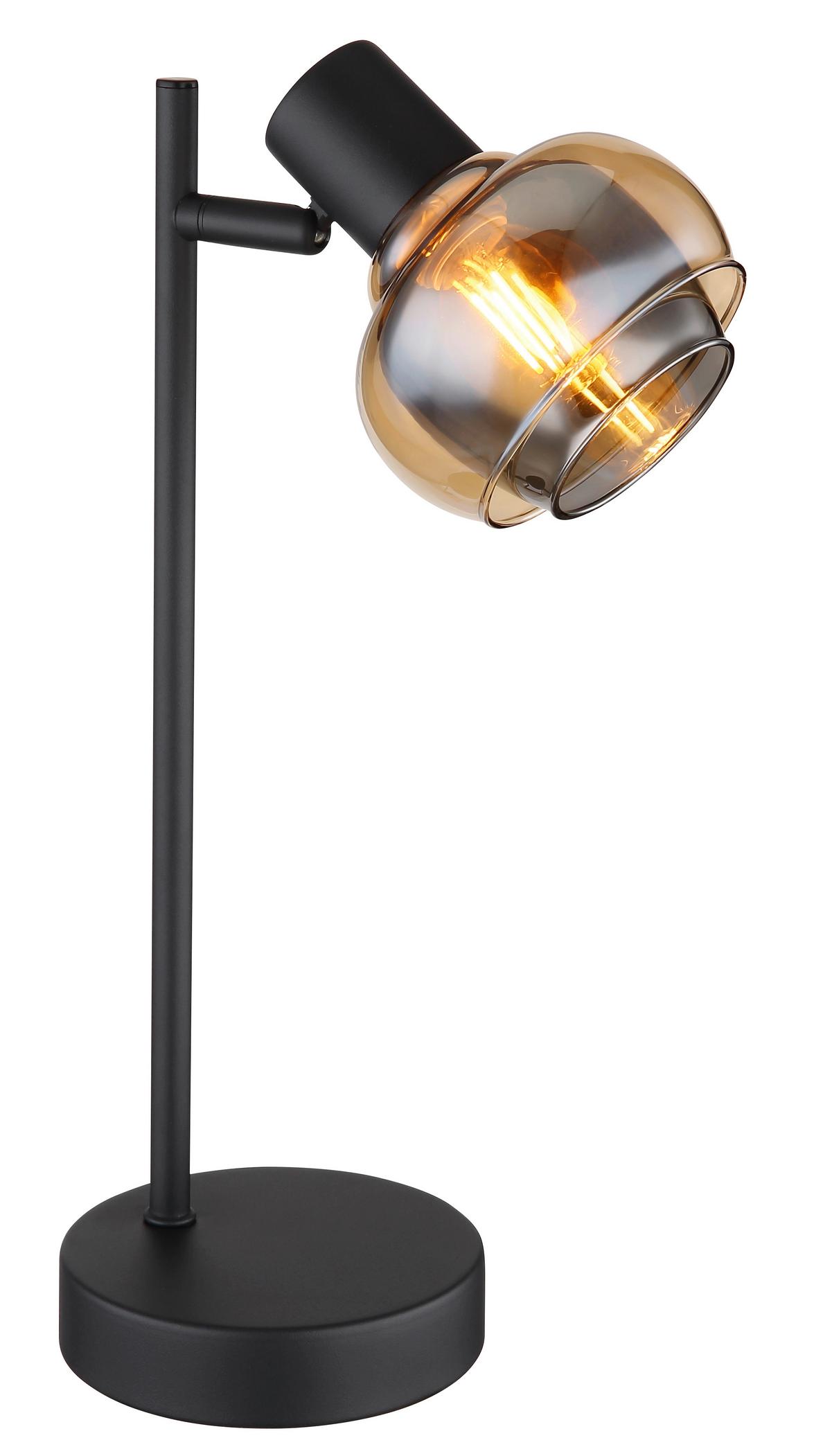 Tischleuchte Tokki max. 40 Watt - Schwarz, Basics, Glas/Kunststoff (14,5/12/35cm) - Globo