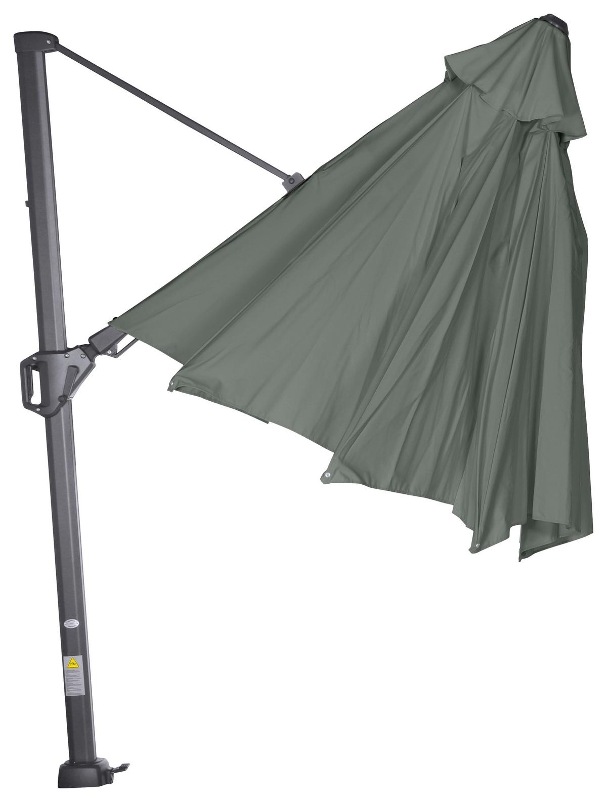 Ampelschirm Sunset N+ Ø 350 H: 252 cm Anthrazit/Olivgrün - Anthrazit/Olivgrün, KONVENTIONELL, Textil/Metall (350/350cm) - Siena Garden