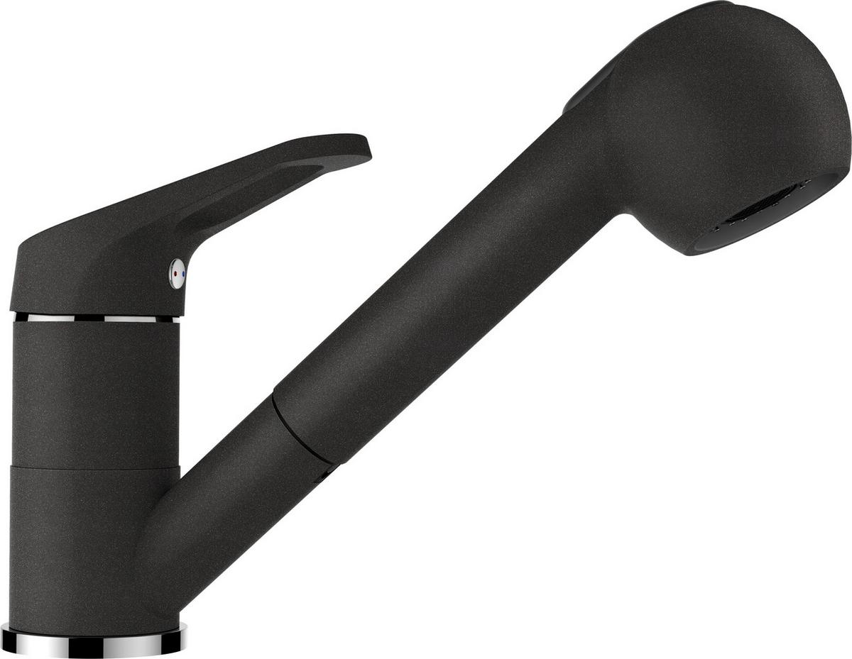 Küchenarmatur Cosmo in Schwarz, mit Schlauchbrause - Trend, Metall (17,8cm) - Schock