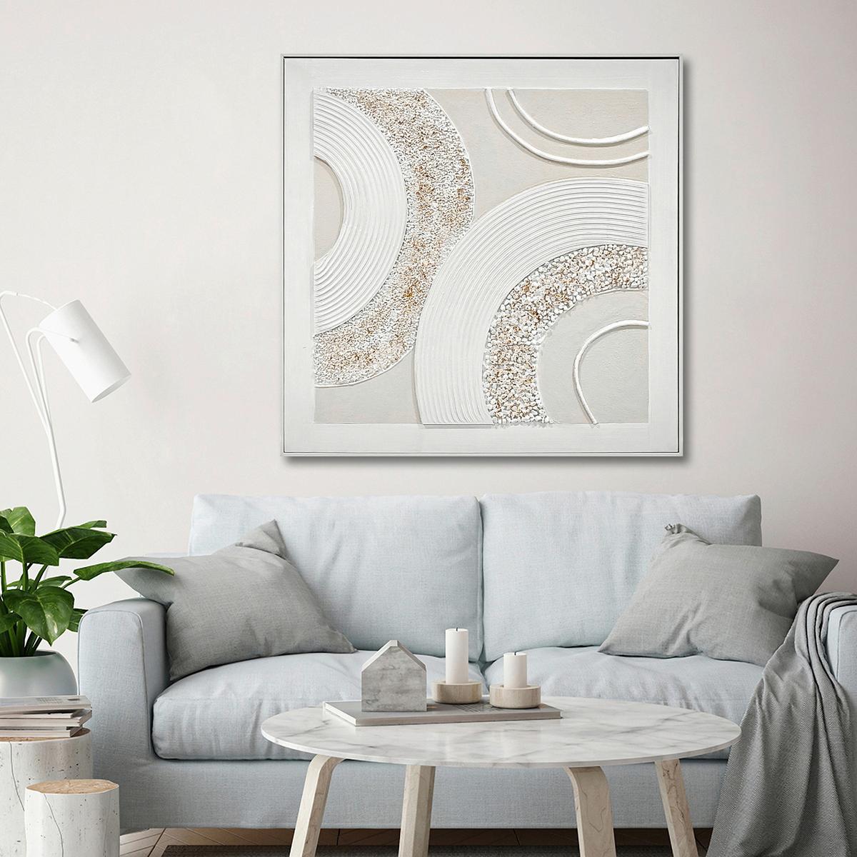 Leinwandbild Lory Weiss/beige Ca. 82x82x4,5cm - Weiss/Beige, Konventionell, Holz/Kunststoff (82/82/4,5cm) - Mömax