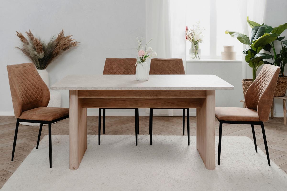 STÓŁ DO JADALNI SAI 80A AUSZUGSTISCH - kolor piaskowy/brązowy, Modern, materiał drewnopochodny (160-200/90/75cm) - Livetastic