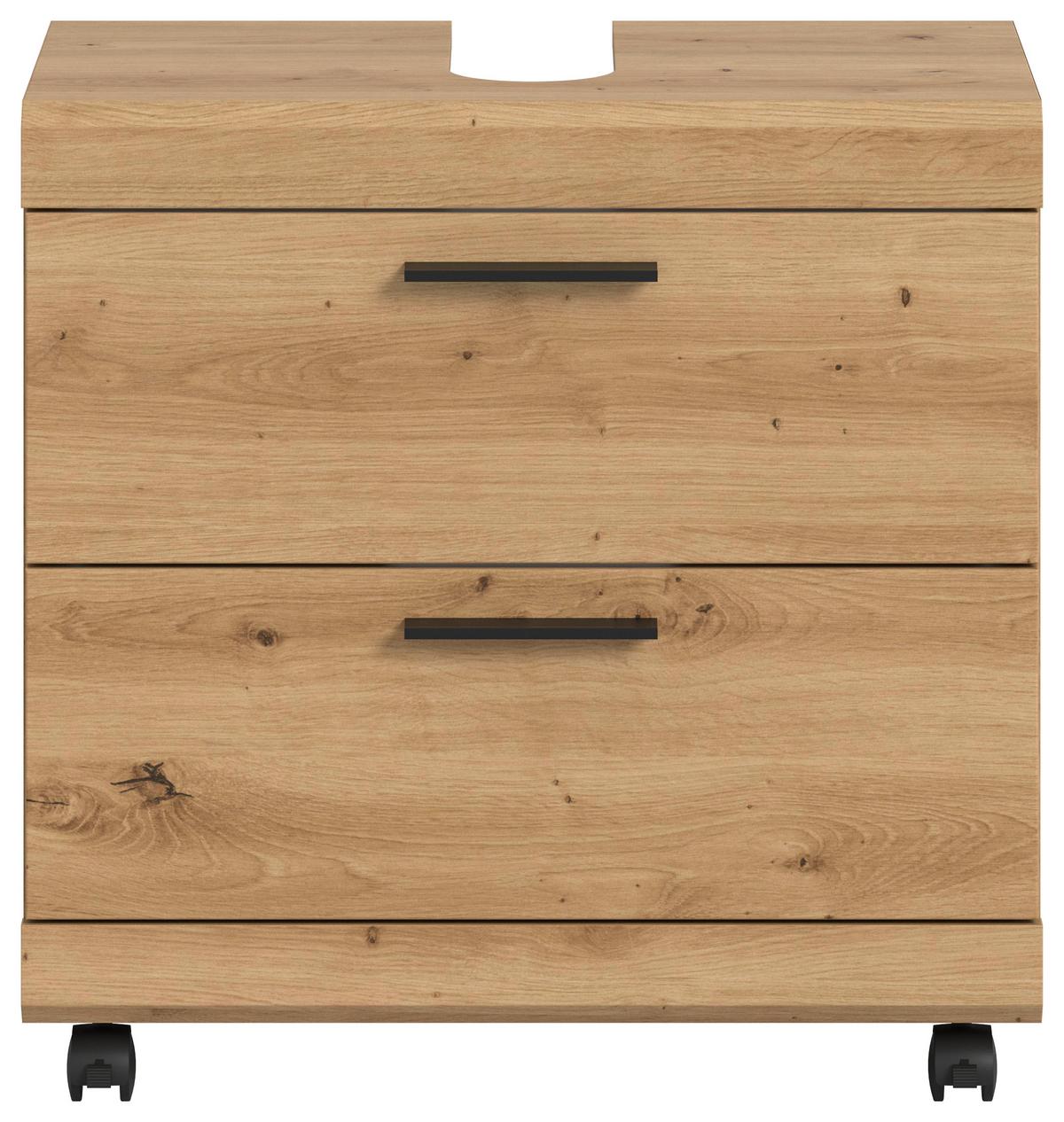 Waschbeckenunterschrank Scout Eiche Artisan - Schwarz/Eiche Artisan, Trend, Holzwerkstoff/Kunststoff (60/60/34cm) - MID.YOU