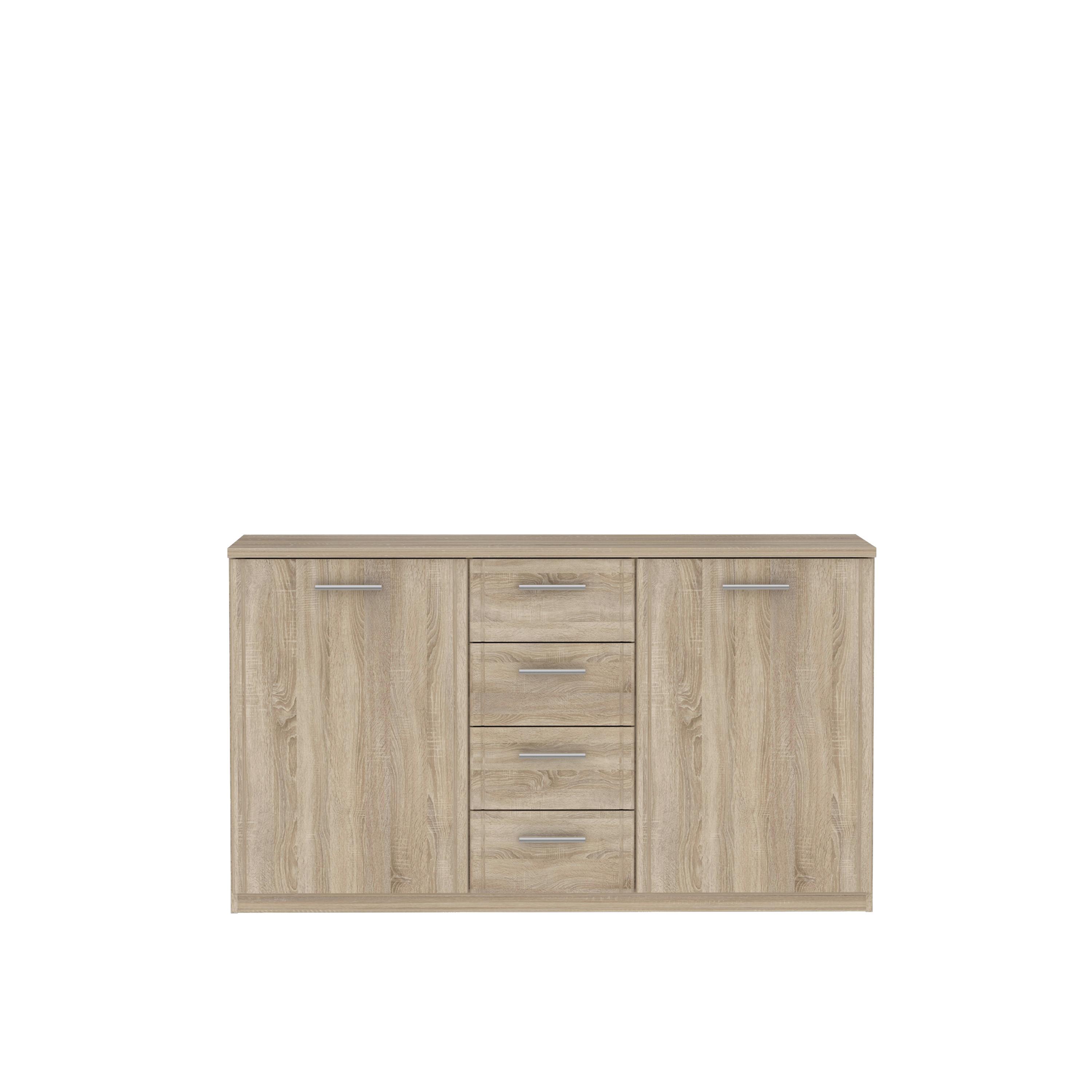 Sideboard "Gloria" , Eiche - Alufarben/Schwarz, Basics, Holzwerkstoff/Kunststoff (147/84.3/41cm)