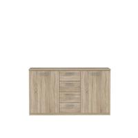 Sideboard "Gloria" , Eiche - Alufarben/Schwarz, Basics, Holzwerkstoff/Kunststoff (147/84.3/41cm)
