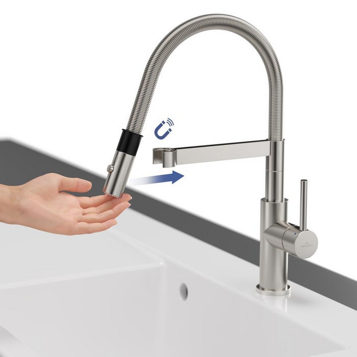 ARMATURA KUCHENNA 927300LC  -TOP- VILLEROY&BOCH - kolor stalowy, Basics, metal (4,2/40/22cm) - Villeroy & Boch