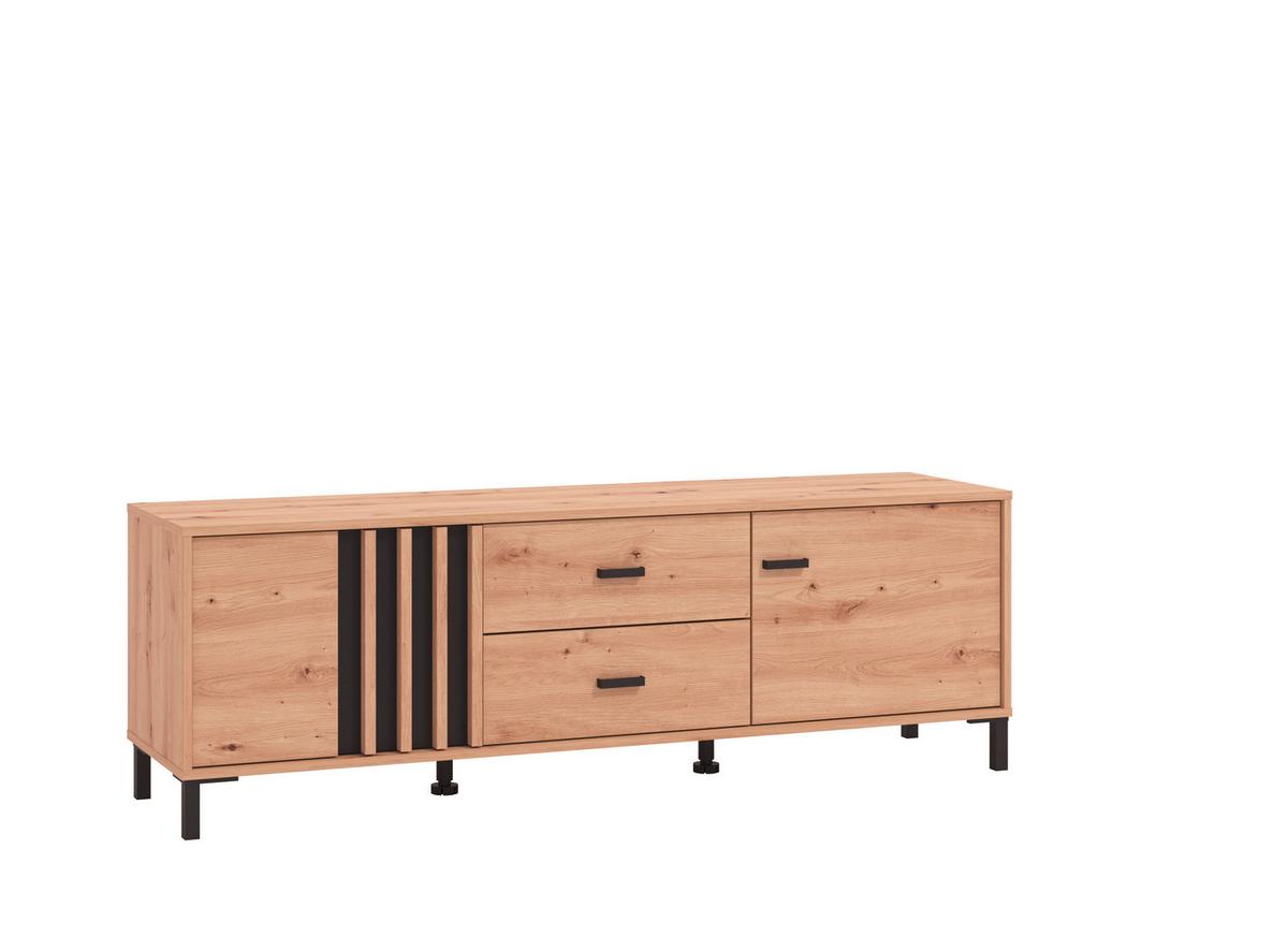 TV-Element Laval Schwarz/Eiche Artisan - Schwarz/Eiche Artisan, MODERN, Holzwerkstoff/Kunststoff (157/52/40cm) - P & B