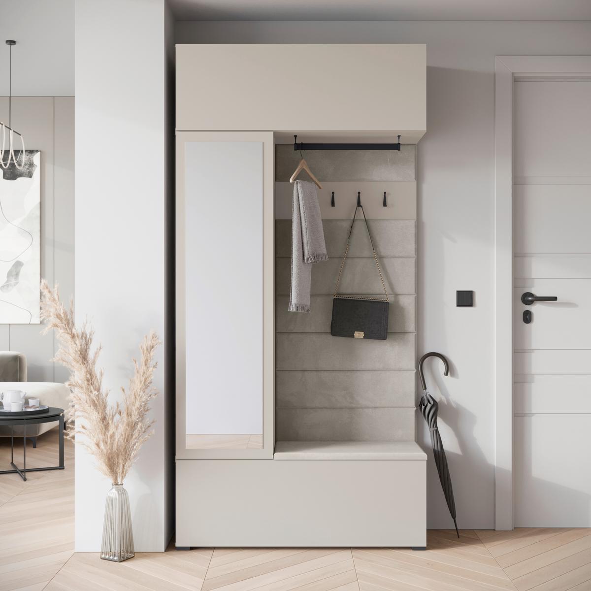 Predsoba Tejo, Bež, Kašmir - kašmir/bež, Design, leseni material (115/231,9/37,5cm) - Livetastic