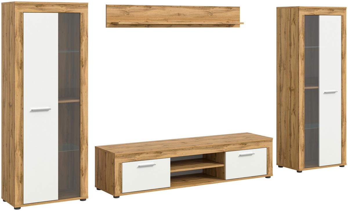 ANSAMBLU MOBILIER CAMERA DE Z JAM - stejar Wotan, Design, sticlă/material pe bază de lemn (310/159/35cm) - Modern Living