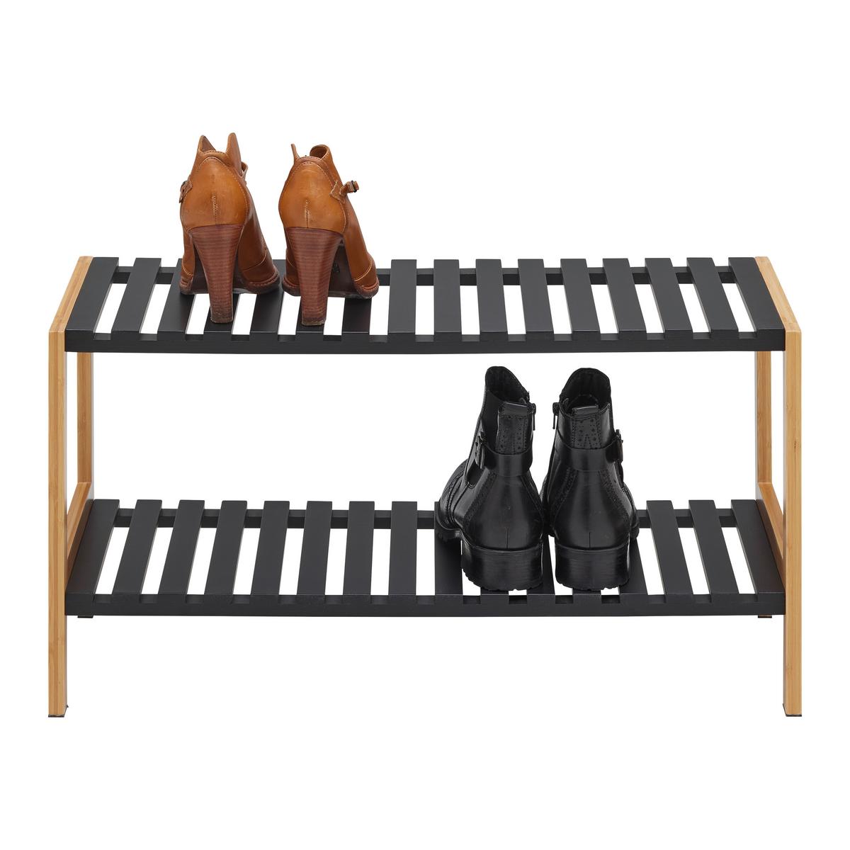 Schuhregal Elsa In Schwarz/naturfarben - Schwarz/Naturfarben, Modern, Naturmaterialien/Holzwerkstoff (70/36/30cm) - Mömax