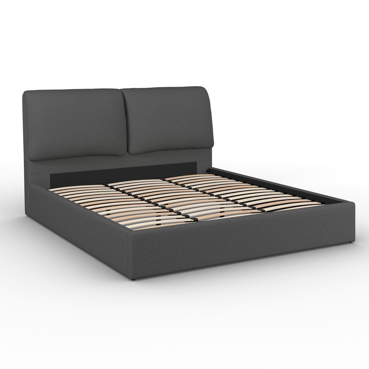 Polsterbett Perla Dunkelgrau ca. 180x200 cm - Dunkelgrau/Schwarz, MODERN, Holz/Kunststoff (180/200cm) - Bessagi Home