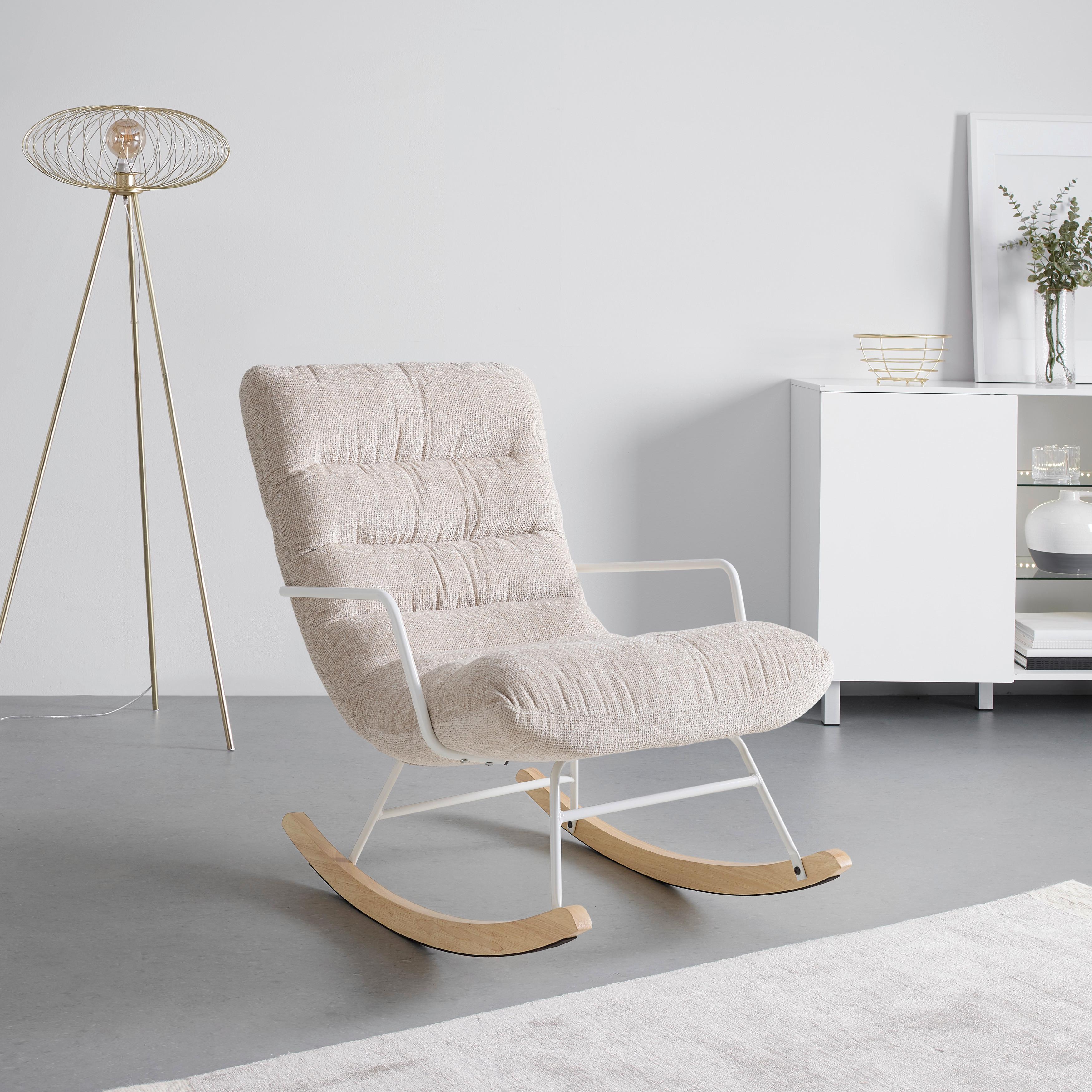 GUNGFÅTÖLJ SWINGO - vit/cremefärgad, Modern, metall/trä (72/96/110cm) - Mömax