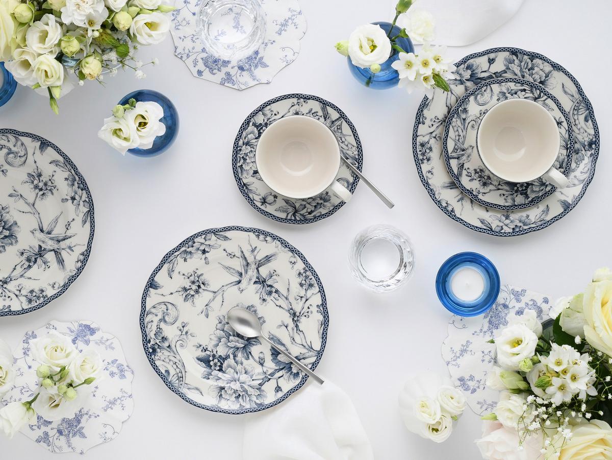 Serviciu de masă Adelaide 20/1 - albastru/alb, Basics, ceramică - Creatable