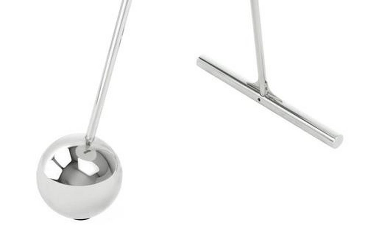 Beistelltisch Pendulum Glas Schwarz/Silber ca. 46x60 cm - Silberfarben/Schwarz, Basics, Glas/Metall (46/46/60cm) - Kayoom